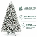 4 ft Flocked Artificial Christmas Tree, 366 Tips