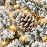 4.5 ft Prelit Flocked Artificial Christmas Tree with 250 Lights, 24 Pinecones, 498 PVC Tips, Snowy Hinged Tree and Metal Stand