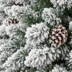 4.5 ft Flocked Artificial Christmas Tree with 21 Pinecones, 498 PVC Tips, Unlit Snowy Foliage, Hinged Branches and Metal Stand