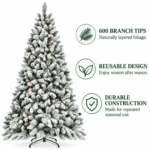 5 ft Flocked Artificial Christmas Tree, 600 Tips