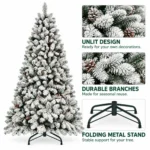 6 ft Flocked Artificial Christmas Tree, 888 Tips