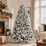 6 ft Flocked Artificial Christmas Tree, 888 Tips