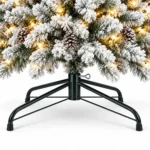 8 ft Pre-Lit Flocked Artificial Christmas Tree with 700 Lights, 54 Pinecones, 1,754 Mixed PVC Tips, Hinged Branches and Metal Stand