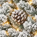 9 ft Pre-Lit Flocked Artificial Christmas Tree with 850 Lights, 63 Pinecones, 2,240 Mixed PVC Tips, Hinged Branches and Metal Stand