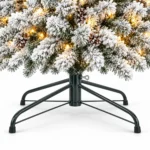 9 ft Pre-Lit Flocked Artificial Christmas Tree with 850 Lights, 63 Pinecones, 2,240 Mixed PVC Tips, Hinged Branches and Metal Stand