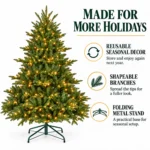 4 ft Prelit Artificial Christmas Tree with 150 Lights, Lush Green PE/PVC Foliage, 714 Tips, Hinged Branches and Metal Stand