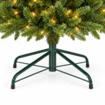 4 ft Prelit Artificial Christmas Tree with 150 Lights, Lush Green PE/PVC Foliage, 714 Tips, Hinged Branches and Metal Stand