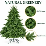 4 ft Unlit Artificial Christmas Tree with Layered Green PE/PVC Foliage, 714 Branch Tips, Hinged Sections and Metal Stand