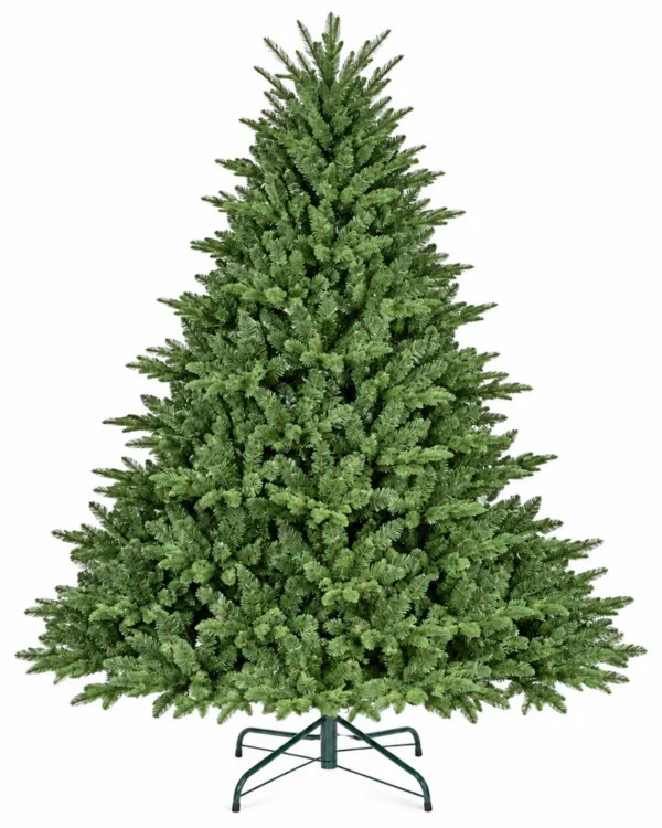 5 ft Unlit Artificial Christmas Tree with Layered Green PE/PVC Foliage, 1,129 Branch Tips, Hinged Sections and Metal Stand