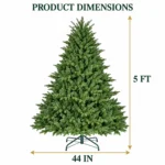 5 ft Unlit Artificial Christmas Tree with Layered Green PE/PVC Foliage, 1,129 Branch Tips, Hinged Sections and Metal Stand
