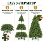 5 ft Unlit Artificial Christmas Tree with Layered Green PE/PVC Foliage, 1,129 Branch Tips, Hinged Sections and Metal Stand