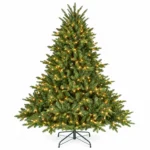 6 ft Prelit Artificial Christmas Tree with 500 Lights, Lush Green PE/PVC Foliage, 1,763 Tips, Hinged Branches and Metal Stand