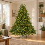 6 ft Prelit Artificial Christmas Tree with 500 Lights, Lush Green PE/PVC Foliage, 1,763 Tips, Hinged Branches and Metal Stand