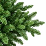 6 ft Unlit Artificial Christmas Tree with Layered Green PE/PVC Foliage, 1,673 Branch Tips, Hinged Sections and Metal Stand