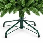 6 ft Unlit Artificial Christmas Tree with Layered Green PE/PVC Foliage, 1,673 Branch Tips, Hinged Sections and Metal Stand