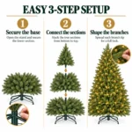 7 ft Prelit Artificial Christmas Tree with 750 Lights, Lush Green PE/PVC Foliage, 2,257 Tips, Hinged Branches and Metal Stand