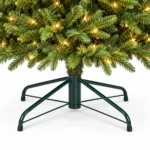 7 ft Prelit Artificial Christmas Tree with 750 Lights, Lush Green PE/PVC Foliage, 2,257 Tips, Hinged Branches and Metal Stand