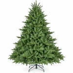7 ft Unlit Artificial Christmas Tree with Layered Green PE/PVC Foliage, 2,257 Branch Tips, Hinged Sections and Metal Stand