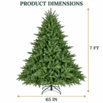 7 ft Unlit Artificial Christmas Tree with Layered Green PE/PVC Foliage, 2,257 Branch Tips, Hinged Sections and Metal Stand