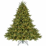 7.5 ft Prelit Artificial Christmas Tree with 850 Lights, Lush Green PE/PVC Foliage, 2,441 Tips, Hinged Branches and Metal Stand
