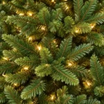 7.5 ft Prelit Artificial Christmas Tree with 850 Lights, Lush Green PE/PVC Foliage, 2,441 Tips, Hinged Branches and Metal Stand