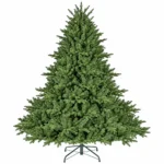 7.5 ft Unlit Artificial Christmas Tree with Layered Green PE/PVC Foliage, 2,441 Branch Tips, Hinged Sections and Metal Stand