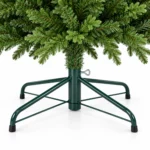 7.5 ft Unlit Artificial Christmas Tree with Layered Green PE/PVC Foliage, 2,441 Branch Tips, Hinged Sections and Metal Stand