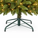 8 ft Prelit Artificial Christmas Tree with 900 Lights, Lush Green PE/PVC Foliage, 2,673 Tips, Hinged Branches and Metal Stand