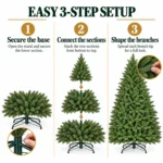 9 ft Unlit Artificial Christmas Tree with Layered Green PE/PVC Foliage, 3,451 Branch Tips, Hinged Sections and Metal Stand