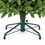 9 ft Unlit Artificial Christmas Tree with Layered Green PE/PVC Foliage, 3,451 Branch Tips, Hinged Sections and Metal Stand