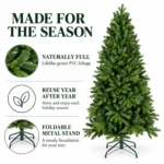 4 ft Unlit Artificial Christmas Tree with Layered Green PE/PVC Foliage, 527 Branch Tips, Hinged Branches and Metal Stand