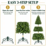 4 ft Unlit Artificial Christmas Tree with Layered Green PE/PVC Foliage, 527 Branch Tips, Hinged Branches and Metal Stand