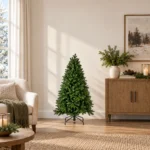 4 ft Unlit Artificial Christmas Tree with Layered Green PE/PVC Foliage, 527 Branch Tips, Hinged Branches and Metal Stand