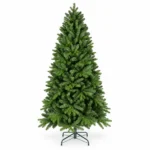 7.5 ft Unlit Artificial Christmas Tree with Layered Green PE/PVC Foliage, 1,599 Branch Tips, Hinged Branches and Metal Stand