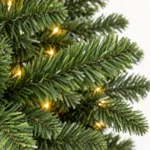 7.5 ft Prelit Artificial Christmas Tree with 450 Warm White LED Lights, Layered Green PE/PVC Foliage, 1,599 Tips and Metal Stand