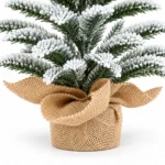 19.7 in Flocked Artificial Tabletop Christmas Tree, 85 PE Branch Tips, Unlit Mini Tree with Rustic Wrapped Base for Desk or Mantel