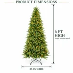 6 ft Artificial Christmas Tree, 850 Tips, 300 Warm White Lights