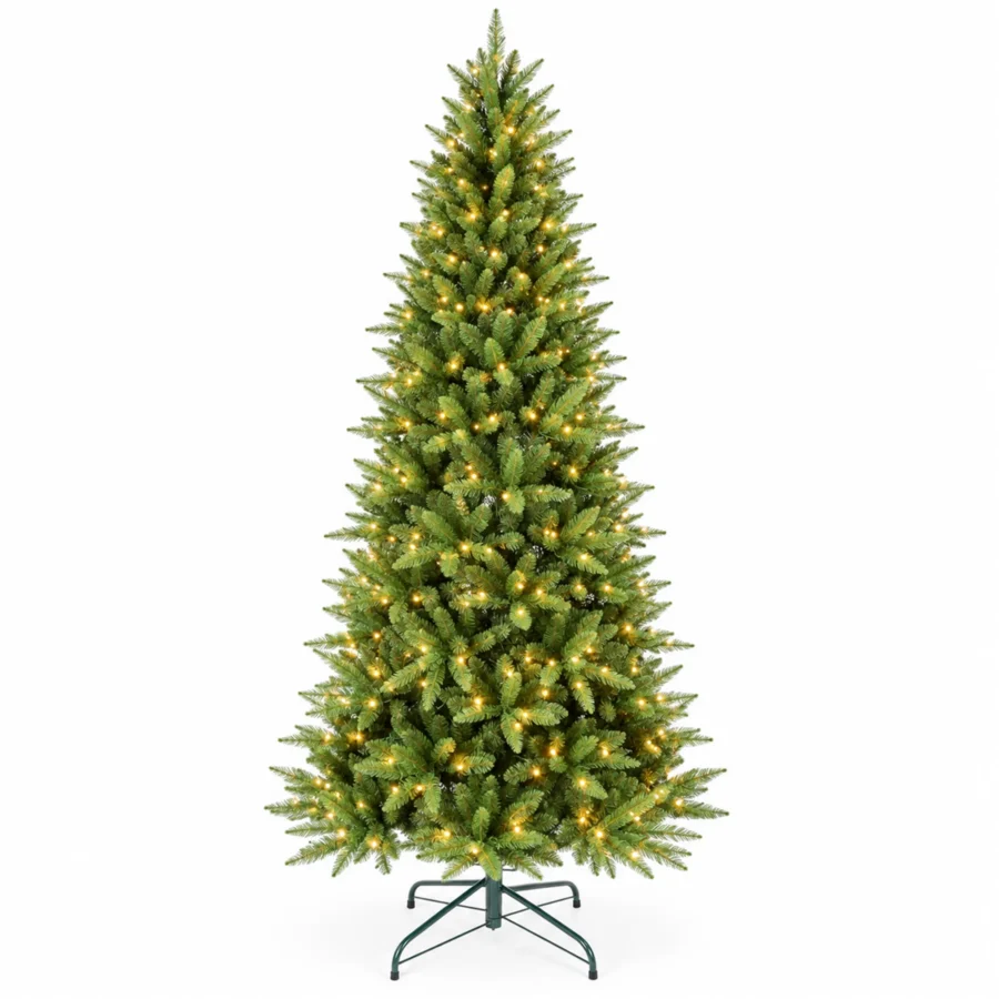 7 ft Artificial Christmas Tree, 1180 Tips, 400 Warm White Lights