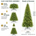 7 ft Artificial Christmas Tree, 1180 Tips, 400 Warm White Lights
