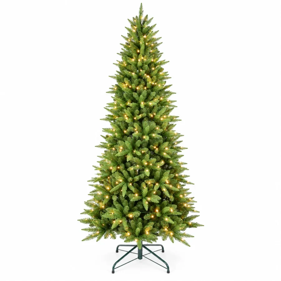 7.5 ft Artificial Christmas Tree, 1396 Tips, 450 Warm White Lights