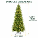 7.5 ft Artificial Christmas Tree, 1396 Tips, 450 Warm White Lights