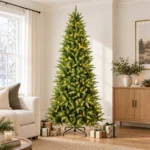 7.5 ft Artificial Christmas Tree, 1396 Tips, 450 Warm White Lights
