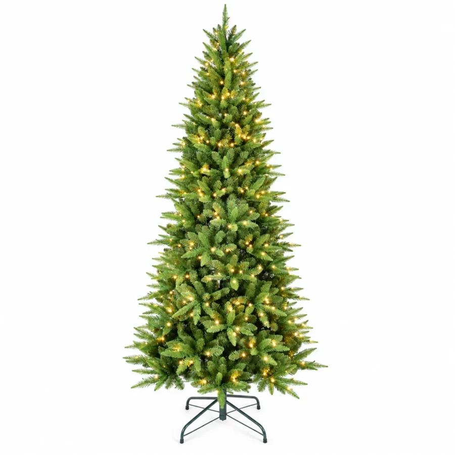 8 ft Artificial Christmas Tree, 1612 Tips, 500 Warm White Lights