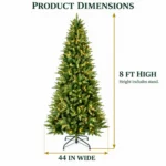 8 ft Artificial Christmas Tree, 1612 Tips, 500 Warm White Lights