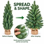 2 ft Unlit Artificial Tabletop Christmas Tree, Blue Green PE/PVC Branches, Rustic Wrapped Base, 65 Tips for Desk and Counter Decor