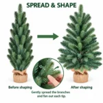 2.5 ft Unlit Artificial Tabletop Christmas Tree, Blue Green PE/PVC Foliage, Rustic Wrapped Base, 110 Tips for Console and Sideboard Decor