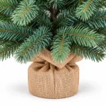 2.5 ft Unlit Artificial Tabletop Christmas Tree, Blue Green PE/PVC Foliage, Rustic Wrapped Base, 110 Tips for Console and Sideboard Decor