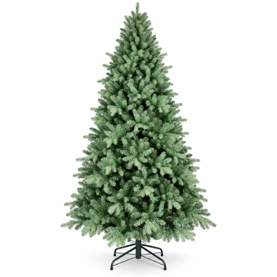 4 ft Unlit Artificial Christmas Tree, Full Blue Green PE/PVC Foliage, 475 Tips, Hinged Branches and Metal Stand for Home or Office