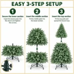 4 ft Unlit Artificial Christmas Tree, Full Blue Green PE/PVC Foliage, 475 Tips, Hinged Branches and Metal Stand for Home or Office