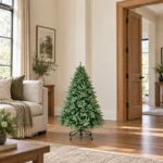 4 ft Unlit Artificial Christmas Tree, Full Blue Green PE/PVC Foliage, 475 Tips, Hinged Branches and Metal Stand for Home or Office